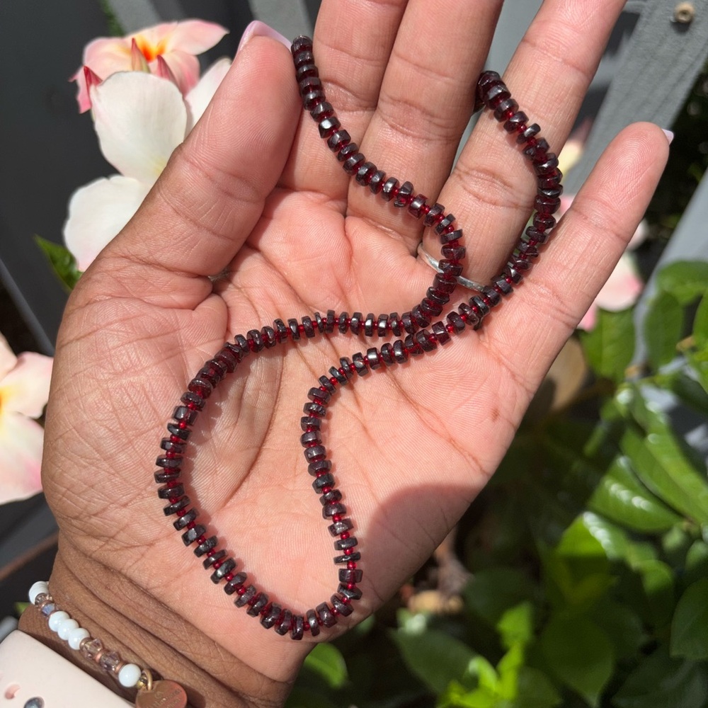 Elegant Garnet Heishi Beaded Necklace